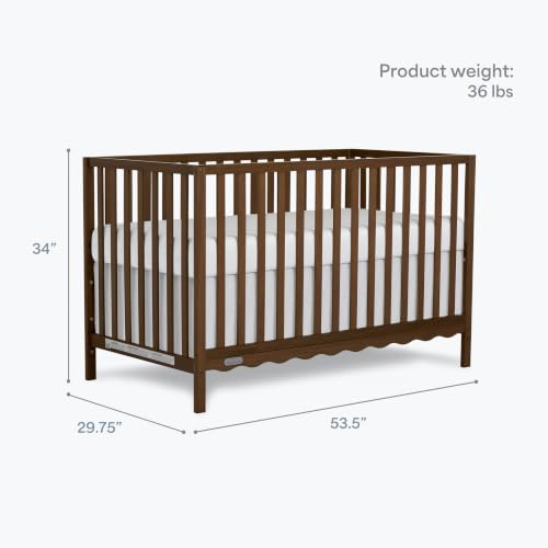 Image of Dream On Me Synergy Wave 5-in-1 Convertible Full Size Baby Crib, Walnut