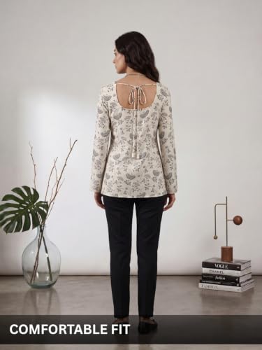 Image of Leriya Fashion Short Kurti for Women | Women's Floral Printed Rayon Short Kurta | Top for Woman | Comfortable, Office & Casual Kurtis for Jeans, Leggings & Trousers