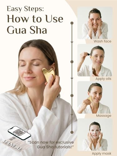 Image of Rena Chris Gua Sha Facial Tools, Stainless Steel Guasha Tool for Acupuncture, Manual Massage Tool for Jawline Sculpting and Puffiness Reducing, Gua Sha Facial Massage Tool, Skin-Care Gift (Golden)