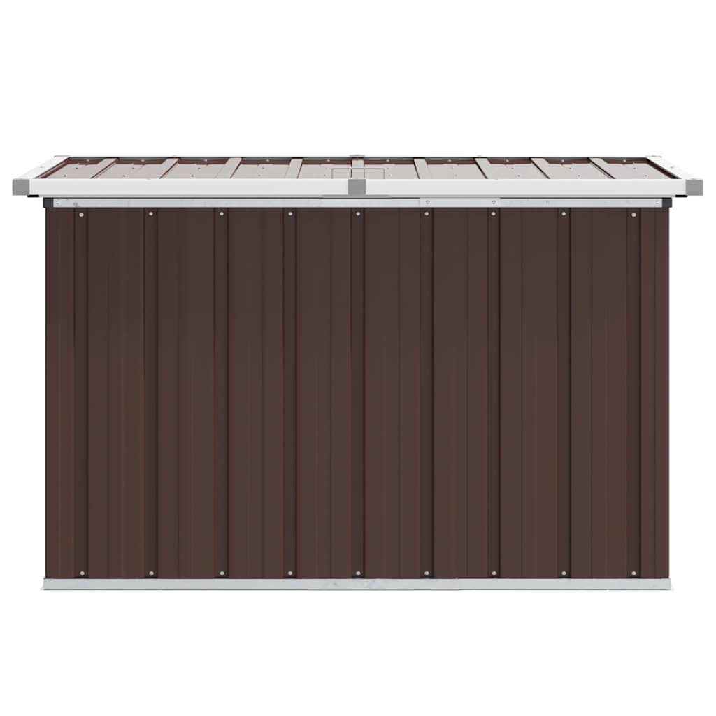 Scatola portaoggetti da giardino, marrone, 109 x 67 x 65 cm, con telaio in acciaio zincato, resistente alle intemperie, per cuscini e attrezzi da giardino, per terrazza, balcone e esterni