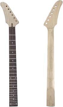 24 Fret Electric Guitar Replacement Neck, 25.5" Scale Maple Neck Rosewood Fretboard Without Binding, Top Adjust Truss Rod Locking Nut Bolt-On Heel DIY Unfinished Guitar Parts Style 2