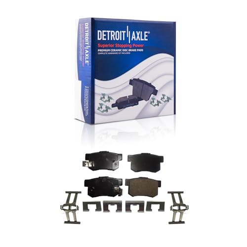Image of Detroit Axle - Brake Pads for 02-04 Honda CR-V, 03-11 Honda Element, Front and Rear Ceramic Brake Pads w /Hardware 2002 2003 2004 2005 2006 2007 2008 2009 2010 2011 Replacement