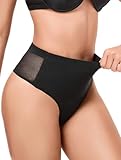 Cephermer Thong Tummy Control Shapewear Underwear for Women Low Rise Seamless Body Shaper Panties Girdle Black