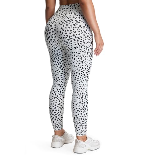 Aoxjox High Waisted Workout Leggings for Women Tummy Control Buttery Soft Yoga Metamorph Deep V Pants 26 (Dalmatian Print Medium)