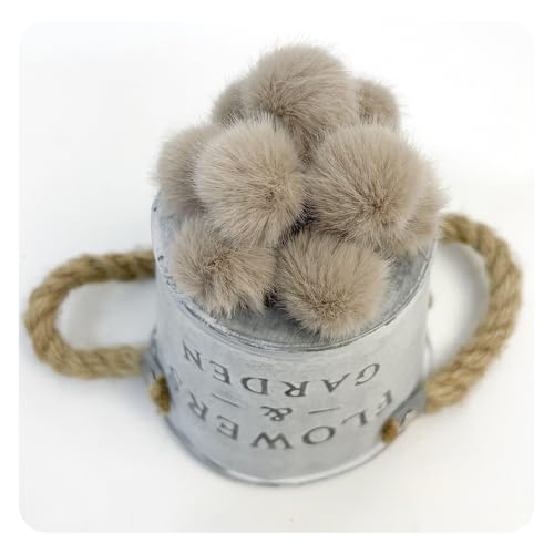 Hrlace 2.5cm Kleine Kunstfell Bommel Mini Fellbommel Faux Kunstpelz Pom Ball Künstliche Plüschbälle DIY Fell Pom Poms für DIY Handwerk Anhänger Deko Strickmütze Zubehör Khaki 10 Stück