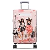 Vehcimbev Eiffel Tower Luggage Cover with Pocket Fashion Girl Washable Elastic Streets of Paris Travel Suitcase Cover Anti-scratch Suitcase cover Fits 26-28 Inch Luggage Cover
