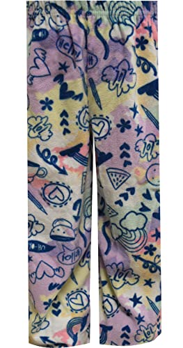 American Marketing Enterprises INC Girls Tie Dye Notebook Doodle Sketches Girls Fleece Lounge Pants (14) White