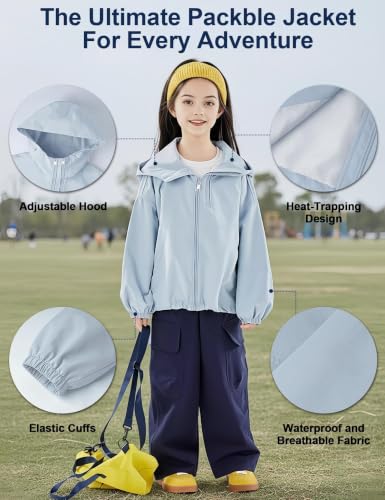 Image of Venzina Kids' Adventure-Ready Windproof Jacket Thermal-Insulated & Water-ResistantFixed Hood for Hiking, Camping, School