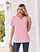 Zeagoo Womens Summer Tops V Neck Short Sleeve Shirts Dressy Casual Blouse Spring Vacation Tshirts Clothes Pink