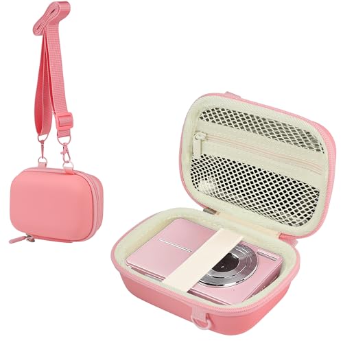 Leayjeen Hard Shockproof Digital Camera Case for Kodak FZ45 FZ55 Canon ELPH 180 Sony DSCW800 Compact Camera, Waterproof PU Leather Protective Cover with Accessory Pocket - Pink (Case Only)