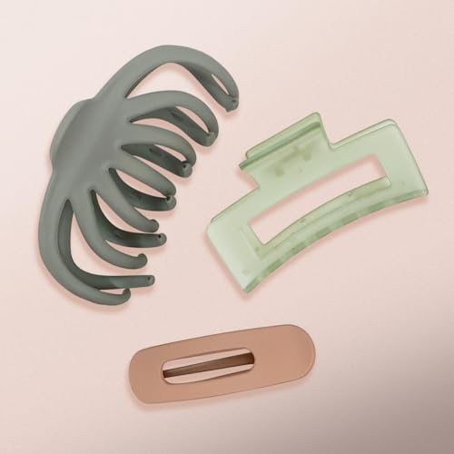 Kitsch Open Shape Assorted Claw Clips, Durable Hair Clips for Women -3 pcs | Medium Womens Hair Clips for Thick Hair, Flat Lay Hair Clip & Big Octopus Claw Clips For Updos, Half Updo - image 7