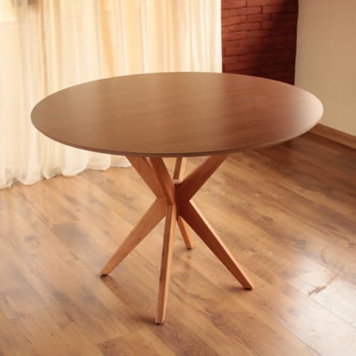 Top 5 Melhores Mesas Redondas para Comprar em 2025 4 Mesa de Jantar Redonda Base Estrela Tampo de BP 18mm com Acabamento Texturizado - 90cm