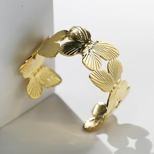 FLORA FEMININOS BRACELETE FOLHEADO A OURO 18K BORBOLETAS