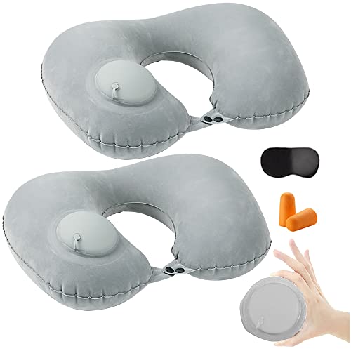 HINATAA 2PCS Inflatable Travel Pillow, Adjustable Inflatable