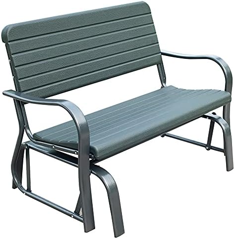 Outsunny Garden Double Glider Bench HDPE Metal 2 Seater Swing Chair Porch Outdoor Patio Rocker