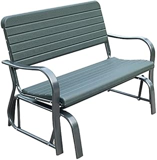 Outsunny Garden Double Glider Bench HDPE Metal 2 Seater Swing Chair Porch Outdoor Patio Rocker