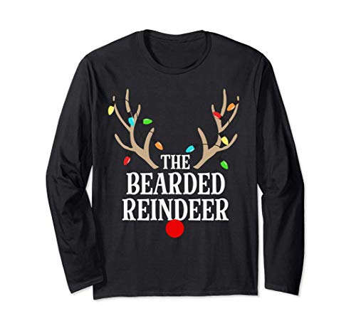 Bearded Reindeer Matching Family Christmas Pajamas Group Maglia a Manica