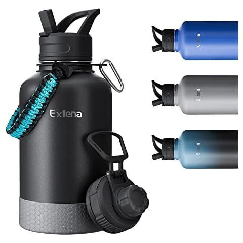 Exllena 2 Liter Edelstahl-Wasserflasche, doppelt isolierte Wasserflaschen Cover