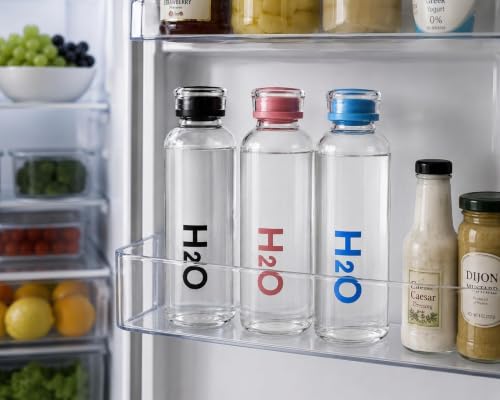 Image of Glass Borosilicate H2O Water Bottle With Cap 500ML | Leak Proof & Airtight Lid | Reusable Drinking Bottle for Office, School, College, Gym, Home & Travel,Daily Uses (H2O Clear - Set of 1)