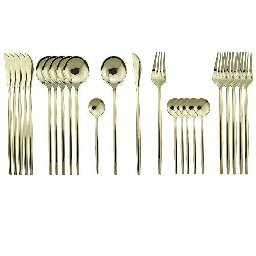 JASHII 24-Piece 304 Stainless Steel Flatware Cutlery Set for 6,