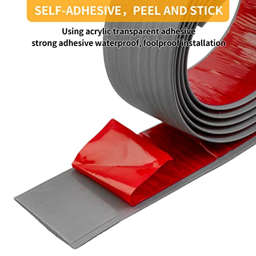 Greymond 10Ft Pvc Self Adhesive Floor Transition Strip, 2" Floor Flat Edge Trim Strip, Transition Laminate Floor Cover Strip For Threshold (Grey Wood Grain) #TOP1