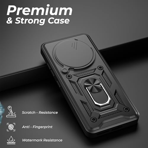 Image of A rtistque Armor Bumper Back Case Cover for Vivo T4 5G / iQOO Z10 5G | Stylish Ring Holder & Inbuilt Stand | Sliding Camera Cover | TPU Protective Design | Vivo T4 5G & iQOO Z10 Back Cover - Black