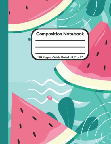 Premium Full Sized Composition Notebook: Super Cute Watermelon Themed Composition Notebook, 120 pages, Wide Ruled image 2