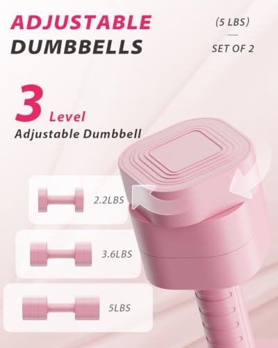 Image of Ragebby Adjustable Dumbbell Set of 2, Weights for Men and Women at Home, Anti-slip Handle, 3 in 1 Free Weights Dumbbells Set, 2lb /3lb /5lb /10lb /15lb /20lb for Pilates, Yoga, Strength Training