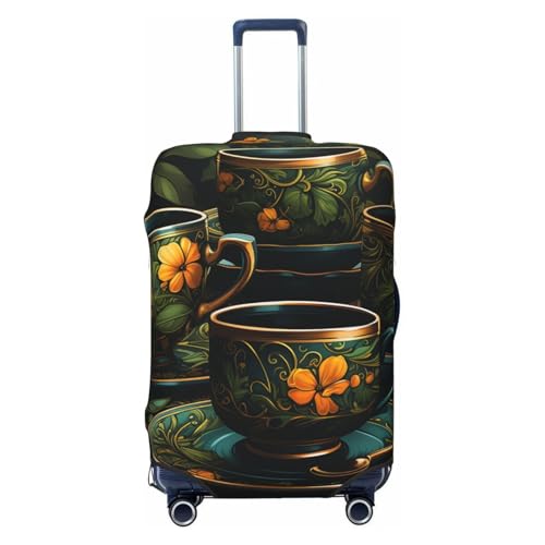 Luggage Cover for Travel Elastic Suitcase Cover Green Cup Luggage Covers Fashion Suitcase Protector Thickened Baggage Cover Dustproof Suitcase Sleeve Fits 18-32 Inch Luggage