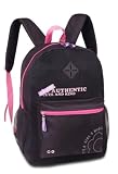 Dark Athletic Mochila Esportiva Preta com Detalhes em Rosa e Roxo, Mesh Respirável, Zíperes Duplos