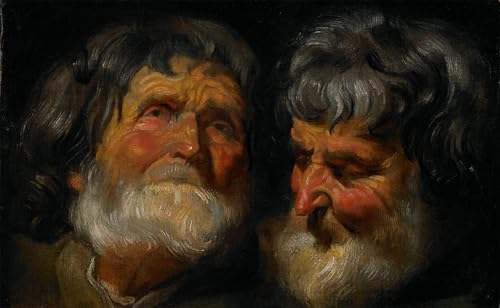 Impression d'affiches Deux études de la tête d'un vieil homme Jacob Jordaens toile haute définition