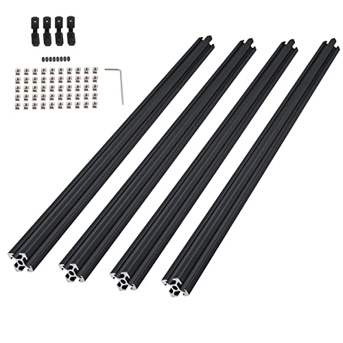 CNCYEAH 4 Stück 1000mm Aluminiumprofil Extrusions Linearschiene Europäische Norm 20X20 T Typ Aluminium profil+4pcs L-Winkelsteckverbinder+50pcs T-Mutter+1pcs Schraubenschlüssel für 3D-Drucker CNC