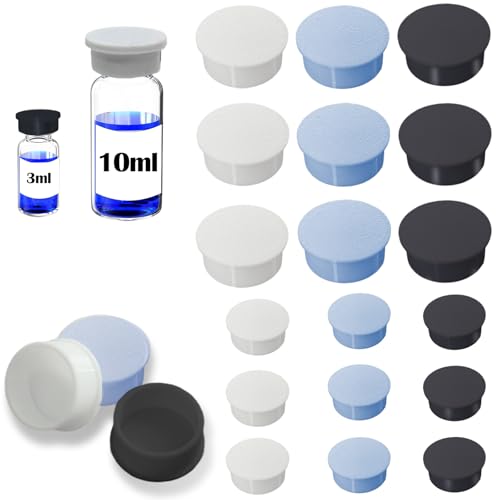 Agamino 18-Pack Vial Protective Caps (3ml & 10ml) - Tight-Fitting Seal Lids for Secure Storage, Assorted 3 Colors Vial Caps Cover, Easy to Reusable (9 Pcs 3ml & 9 Psc 10ml)