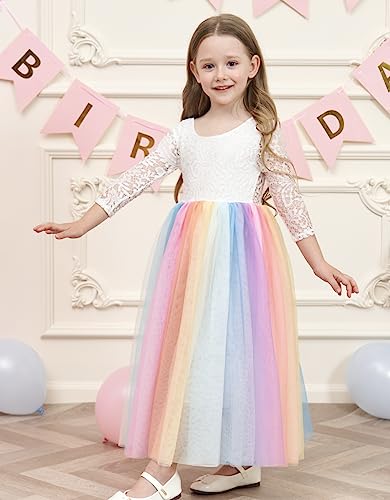 Image of Topmaker Flower Girl Dress for Toddler Baby Girls,Lace Tulle Dress for Wedding,Birthday Party,Photoshoot,Special Occasion