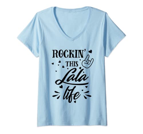 Damen Rockin Lala Life Geschenk für Lala T-Shirt mit V-Ausschnitt Cover