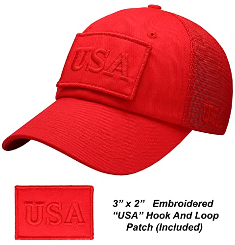 Image of Antourage American Flag Unconstructed Unisex Mesh Snapback Baseball Hat Cap for Men and Women +2 Patriotic Patches Included