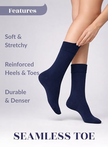 Image of Hugh Ugoli Women's Thin Soft Rayon Derived from Bamboo Crew Socks for Dress, Trouser, Seamless Toe & Non-Binding, 5-8 /9-11