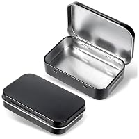 2-Pack Rectangular Metal Hinged Tins – Portable Mini Jewelry & Storage Boxes,Frosted Iron with Lids for Home Organization Crafts Candies and Gifts,Black