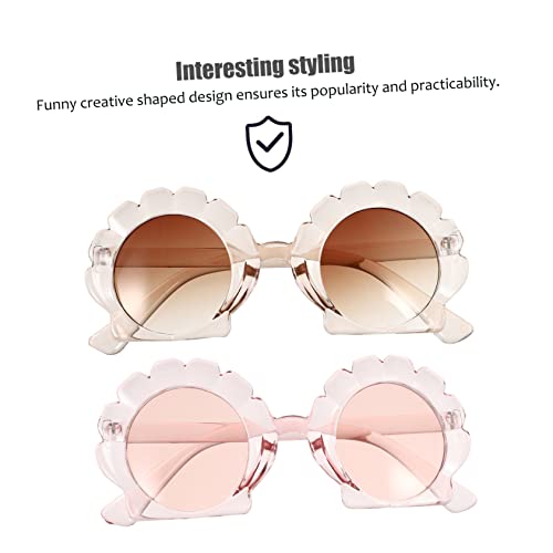 Healifty 2 Pairs Sunglasses Vintage Mirror Shades for Fashionable Irregular Frame Eyewear in Transparent Tea Pink Beach Party UV Protection Accessories for Boys3
