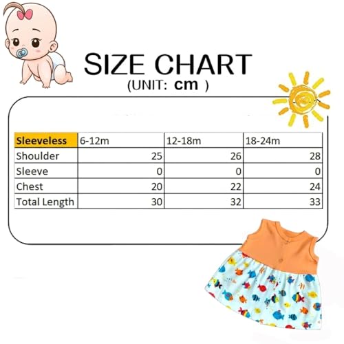 Image of VParents Knee-Length Sleeveless Cotton Frocks for Baby Girls, Round Neck A Line Mini Short Dress for Kids
