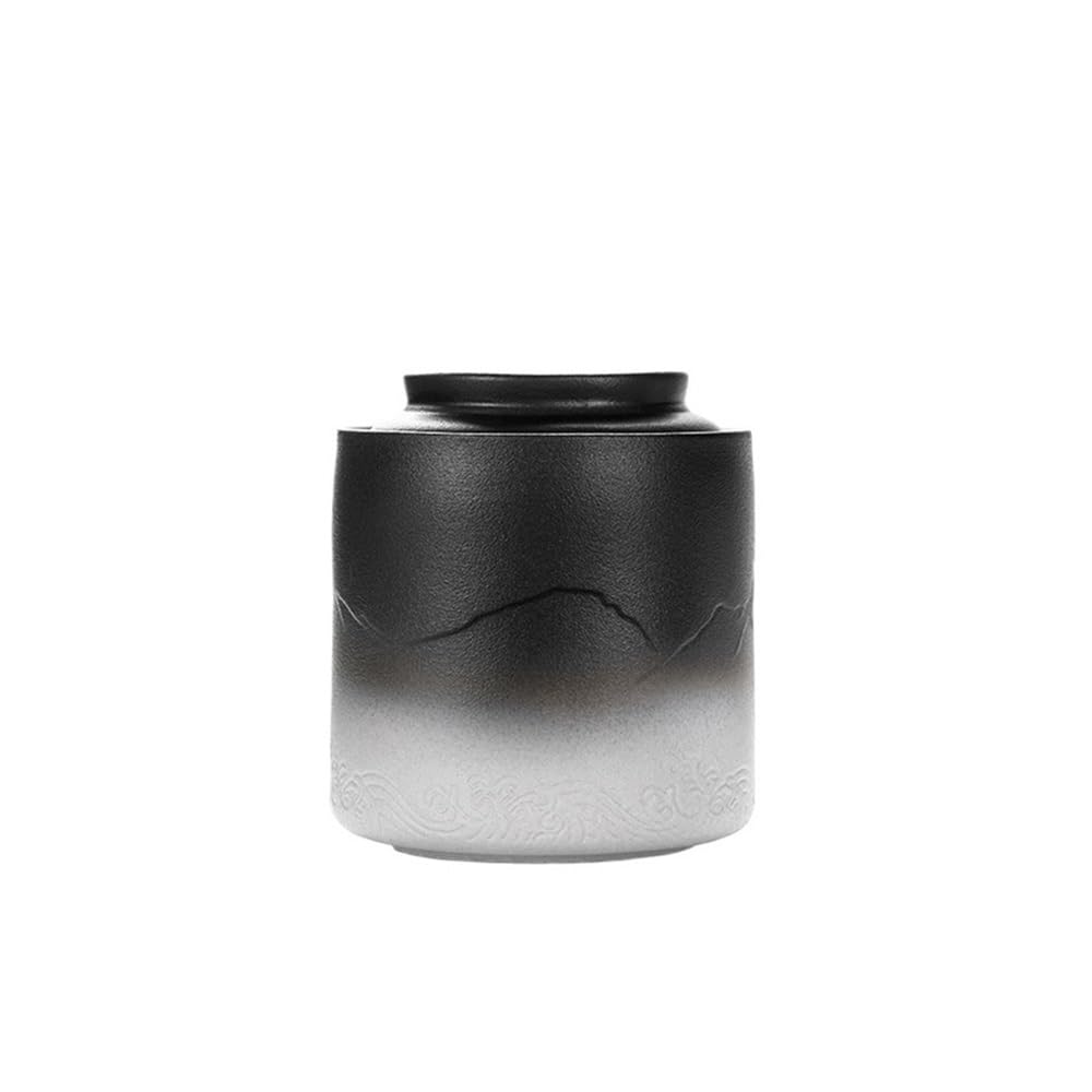 CHENGAIJIAN Tea Canister Ceramic Tea Canister Household Sealed Storage Jar For, Coffee, Sugar, Spice, Nuts(Grey)