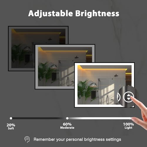 48x40 LED Bathroom Mirror for Wall, Black (Metal, Aluminum) Framed, Front Light and Backlit, 3 Colors and Dimmable Vanity Mirror, Anti-Fog, Shatter-Proof, Memory (Horizontal/Vertical)