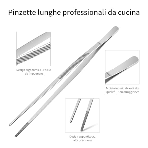 Pinze da cucina, MILLION SOURCE 30cm Pinza da Chef professionali di Alta Precisione, Pinza per Spaghetti, Facile da impugnare, Adatto per Cucina, Barbecue, Ristorante,carne, dolci, insalate e toast - immagine 4