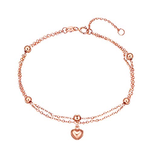 Bracelet en or jaune pour femmes double chaîne ajustable 16cm