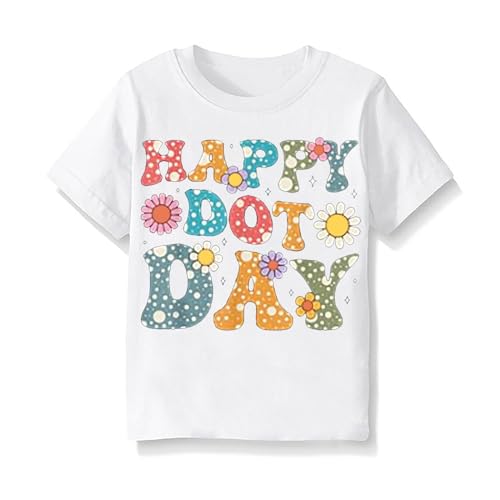 Kids Happy Dot Day Prints Shirts for Girls Boys Unisex Toddler Short Sleeve Crew Neck Basic Tees Comfy Breathable Tops - Main Image