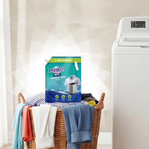 Image of Amazon Brand - Presto! Matic Top Load Liquid Detergent Refill Pack 5L | Floral Scent | Intense Cleaning for Top Load Washing Machines