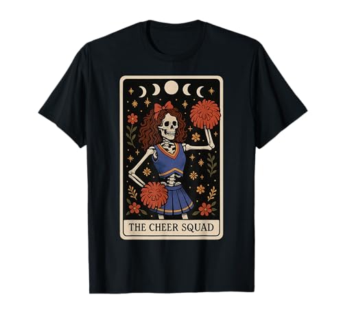 The Cheer Squad Cheerleading Cheerleader Skeleton Tarot Card T-Shirt