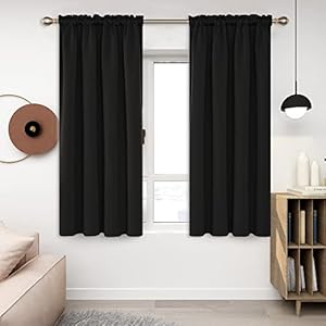 Deconovo Black Blackout Curtains for Bedroom – Rod Pocket Bedroom Curtains, Solid Thermal Insulated Window Curtains for Living Room (Black, 42W x 63L Inch, 2 Panels)