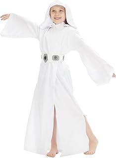 Children's Princess Cosplay Costume Girls White Tunic Hooded Robe Halloween Kids Outfit - Buy now