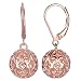 14k Rose Gold Plated Sterling Silver Filigree Ball Leverback Earrings